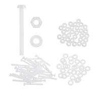 sourcing map Juego de 30 tornillos M4 x 40 mm de nailon PA66 de cabeza redonda de plástico, tornillos Phillips, tuercas hexagonales, arandelas planas, sujetadores métricos de rosca completa para