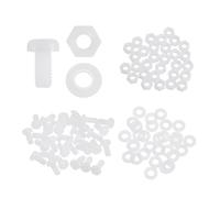 sourcing map Juego de 30 tornillos M4 x 8 mm de nailon PA66 de cabeza redonda de plástico, tornillos Phillips, tuercas hexagonales, arandelas planas, tornillos métricos de rosca completa para montaje