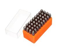 sourcing map Juego de 36 sellos de letras de metal de 15/64 pulgadas, 6 mm, 40 Cr con letras minúsculas y números, kit de punzón con estuche para hacer joyas, manualidades, anillos, pulseras