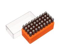 sourcing map Juego de 36 sellos de letras de metal de 15/64 pulgadas, 6 mm, 40 Cr en mayúsculas y números, kit de punzón de estampado a mano con estuche para hacer joyas, manualidades, anillos