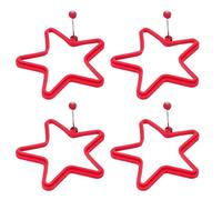 sourcing map Juego de 4 anillos de huevo de estrella, de silicona, accesorios de cocina, reutilizables, adecuados para el hogar, camping, cocina, decoración de productos horneados, color rojo