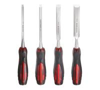 sourcing map Juego de 4 cinceles de madera de 1/10.2 cm-11/40.6 cm CR-V de acero biselado, herramientas de carpintería con mango de PVC para tallar proyectos de bricolaje