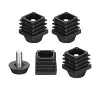 sourcing map Juego de 4 patas de nivelación, M6 x 20 x 20 mm, de plástico, ajustables, para nivelación de patas de muebles, cuadrados, para muebles de mesa, sillas, color negro