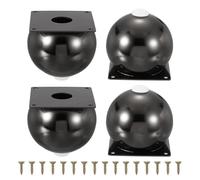sourcing map Juego de 4 patas para muebles, patas de metal resistentes con almohadillas de goma para tocador, sofá, mesas, cama y armario (3.75 pulgadas, negro pistola)