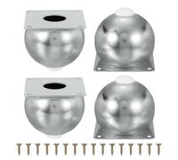 sourcing map Juego de 4 patas para muebles, patas de metal resistentes con almohadillas de goma para tocador, sofá, mesas, cama y armario (2.8 pulgadas, plateado)