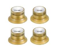 sourcing map Juego de 4 pomos métricos de campana de sombrero superior, 2 pomos de guitarra con control de volumen y 2 tonos para guitarra eléctrica, bajo, ollas de eje dividido, dorado con parte