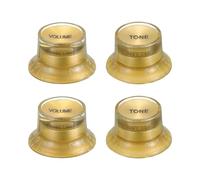 sourcing map Juego de 4 pomos métricos de campana de sombrero superior, 2 pomos de guitarra con control de volumen y 2 tonos para guitarra eléctrica, bajo, ollas de eje dividido, dorado con parte