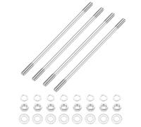 sourcing map Juego de 4 tornillos M6 x 130 mm de doble extremo, acero inoxidable 304 con arandela de tuerca para mantenimiento de la casa, tornillo de fijación de anclaje estructural