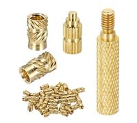sourcing map Juego de 40 insertos roscados de calor M4 con punta de soldadura, diámetro exterior de 5 mm, 8 mm de altura, insertos de varilla de tuerca de latón moleteados para componentes de