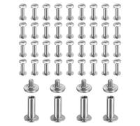 sourcing map Juego de 40 tornillos Chicago M2 x 10 mm, 5 mm de longitud, remaches de metal Phillips para clavos, tornillos de poste de encuadernación para bricolaje, cinturón de cuero, manualidades