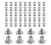 sourcing map Juego de 40 tornillos Chicago M2 x 4 mm, 3 mm de longitud, metal Phillips para clavos, remaches, tornillo de poste de encuadernación para bricolaje, cinturón de cuero, manualidades