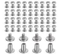 sourcing map Juego de 40 tornillos Chicago M2 x 5 mm, 3 mm de longitud, remaches de metal Phillips para clavos, tornillos de poste de encuadernación para bricolaje, cinturón de cuero, manualidades