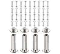 sourcing map Juego de 40 tornillos Chicago M4 x 20 mm, 6 mm de longitud, remaches de metal Phillips para clavos, tornillos de poste de encuadernación para bricolaje, cinturón de cuero, manualidades