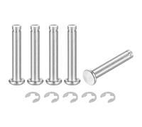 sourcing map Juego de 5 anillos cilíndricos de acero inoxidable 304 M5 x 30 mm, pasador de posicionamiento de cilindro de bisagra ranurada de cabeza plana con anillo de retención de clip E, color