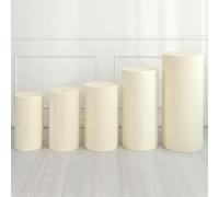 sourcing map Juego de 5 fundas de soporte de elastano cilíndrico beige para decoración de fiestas, bodas, cumpleaños, solo contiene cubiertas cilíndricas (tela elástica)