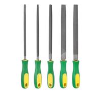 sourcing map Juego de 5 limas de metal de 8 pulgadas de dientes gruesos de acero de alto carbono con mango de polipropileno cuadrado/plano/triángulo/semicircular/redondo para metal, madera, piedra
