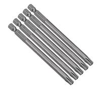 sourcing map Juego de 5 puntas de destornillador Torx magnéticas T30, vástago hexagonal de 1/4 pulgadas, longitud de 10 cm S2, seguridad a prueba de manipulaciones, kit de herramientas