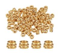 sourcing map Juego de 50 piezas de insertos roscados M3 de latón M3 x 3 mm, diámetro exterior de 5 mm, tuercas de inserción moleteadas de impresión 3D, tuercas de latón roscadas hembra