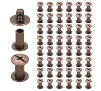 sourcing map Juego de 50 tornillos Chicago M5 x 10 mm 12 mm de longitud de metal Phillips para clavos, remaches, tornillos de poste de encuadernación para bricolaje, cinturón de cuero, bolsa