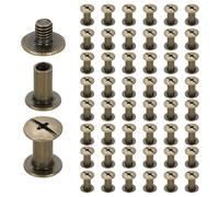 sourcing map Juego de 50 tornillos Chicago M5 x 10 mm 12 mm de longitud de metal Phillips para clavos, remaches, tornillos de poste de encuadernación para bricolaje, cinturón de cuero, bolsa