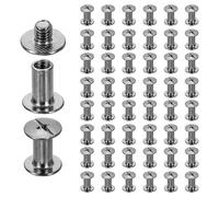 sourcing map Juego de 50 tornillos Chicago M5 x 10 mm 12 mm de longitud de metal Phillips para clavos, remaches, tornillos de poste de encuadernación para bricolaje, cinturón de cuero, bolsa