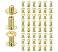 sourcing map Juego de 50 tornillos Chicago M5 x 10 mm, 12 mm de longitud, remaches de metal Phillips para clavos, remaches, tornillos de poste de encuadernación para bricolaje, cinturón de cuero