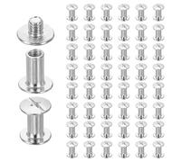 sourcing map Juego de 50 tornillos Chicago M5 x 10 mm, 12 mm de longitud, remaches de metal Phillips para clavos, remaches, tornillos de poste de encuadernación para bricolaje, cinturón de cuero