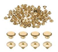 sourcing map Juego de 50 tornillos Chicago M5 x 5 mm de metal con cabeza Phillips, remaches de tornillo para manualidades, cinturón de cuero, manualidades, encuadernación, tono dorado