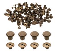 sourcing map Juego de 50 tornillos Chicago M5 x 7 mm de metal con cabeza Phillips, remaches de tornillo para manualidades, cinturón de cuero, manualidades, encuadernación, bronce