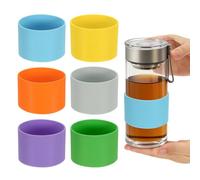 sourcing map Juego de 6 fundas de silicona para tazas, 7 cm, resistentes al calor, reutilizables, antideslizantes, para café, té, bebidas frías y calientes, vasos de viaje, juego de 2 colores