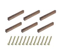 sourcing map Juego de 6 tiradores de madera de nogal con tornillos de 128 mm de distancia entre agujeros, color negro