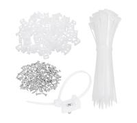 sourcing map Juego de 60 soportes tipo sillín de 0.9 pulgadas con bridas de cremallera de 6 pulgadas y tornillos de rosca M5, juego de abrazaderas de soporte organizador de cables, color blanco