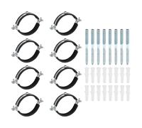 sourcing map Juego de 8 ganchos de tubo de anillo dividido de 90 mm, chapa de acero galvanizado, montaje en techo, abrazadera de tubo ajustable con tornillo y tubo de expansión para fontanería HVAC