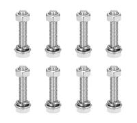 sourcing map Juego de 8 tornillos de cabeza hexagonal M6 x 30 mm de acero inoxidable 304, tuercas, arandelas planas y de bloqueo, totalmente roscado, acabado brillante para el hogar, electrónica