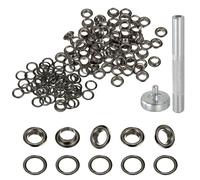 sourcing map Juego de 80 ojales de cobre de 6 mm con arandelas y herramienta de ajuste para cortinas de tela, lonas de cuero, cinturón, zapatos, bolsas, bricolaje, negro pistola