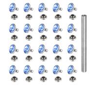 sourcing map Juego de 80 remaches de cristal de 9 mm con diamantes de imitación rápidos de metal de doble tapa con herramienta de instalación para ropa, cuero, manualidades, decoración, bricolaje