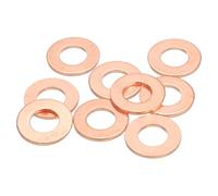 sourcing map Juego de 9 arandelas planas, arandelas de cobre M10, anillo de sellado de cobre, surtido de arandelas de aplastamiento, 10 mm de diámetro interior, 20 mm de diámetro exterior, 1,5 mm de