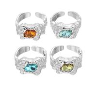 sourcing map Juego de anillos gruesos de oro para mujer, ajustables, apilables, de cristal, abierto, vintage, joyería apilable, Acero aleado, Sin piedras preciosas