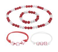 sourcing map Juego de collar de béisbol, collar de cadena de béisbol con cuentas de diamantes de imitación brillantes con 2 pulseras ajustables de cordón de cera para hombres, mujeres y jugadores, S