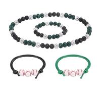 sourcing map Juego de collar de béisbol, collar de cadena de béisbol con cuentas de diamantes de imitación brillantes con 2 pulseras ajustables de cordón de cera para hombres, mujeres y jugadores, S