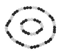 sourcing map Juego de collar y pulsera de béisbol, collar de béisbol de 18 pulgadas, pulsera de 7.5 pulgadas, colección de hielo con purpurina, cuentas inspiradas en diamantes de imitación para