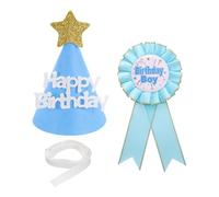 sourcing map Juego de cono de fiesta de cumpleaños, broche de cinta y sombrero de cono de fieltro para fiesta temática, decoración de disfraces, accesorios de fotos, celebración de cumpleaños, azul