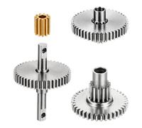 sourcing map Juego de engranajes de transmisión de acero inoxidable 16.6:1, piñón de alta velocidad con cuatro tamaños para TRX4M 1/18 RC Crawler Car, plateado