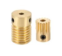 sourcing map Juego de engranajes helicoidales 15T 0.5, módulo 15:1, tasa de reducción, rotación derecha, rueda de caja de engranajes reductora de transmisión (engranaje de latón de 3 mm de diámetro