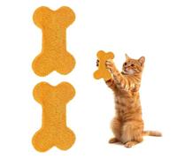 sourcing map Juego de hierba gatera resistente a las mordeduras, duradero e interesante, dientes de gato en forma de hueso rellenos de hierba gatera (amarillo, 2 piezas), diseñado para dormitorio