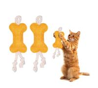 sourcing map Juego de hierba gatera resistente a las mordeduras, duradero e interesante, dientes de gato en forma de hueso rellenos de hierba gatera (amarillo y blanco, 2 piezas), diseñado para
