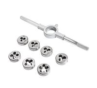 sourcing map Juego de llaves redondas con mango de 25 mm + matrices de roscado M3 x 0,5 M4 x 0,7 M5 x 0,8 M6 x 1,0 M8 x 1,25 M10 x 1,5 M12 x 1,75 8 piezas