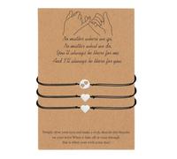 sourcing map Juego de pulseras a juego para madre e hija, pulseras ajustables con dije de corazón con tarjeta para la familia, mujeres, joyería para el día de la madre, talla única, Fibra sintética