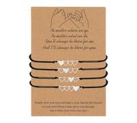 sourcing map Juego de pulseras a juego para parejas, pulseras ajustables con dije de corazón con tarjeta para aniversario, para él y ella, regalo de amistad a larga distancia, talla única, Fibra