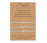 sourcing map Juego de pulseras de amistad a juego, pulseras ajustables de sol, luna, estrellas con tarjeta para la familia, joyería para el día de la madre, talla única, Fibra sintética, No es una